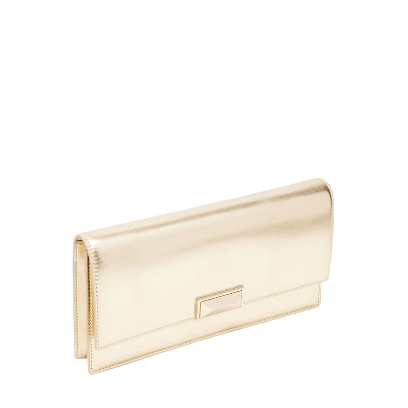 Highfashion Handbags Gold Envelope Clutch with Detachable Crossbody Strap - Image 2