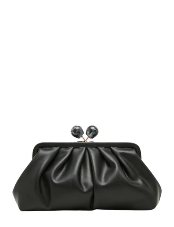 Highfashion Handbags Black Kiss Lock Clasp Chain Strap Clutch for Women