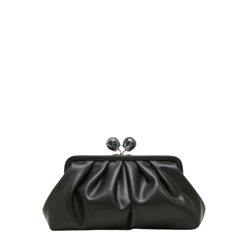 Highfashion Handbags Black Kiss Lock Clasp Chain Strap Clutch for Women