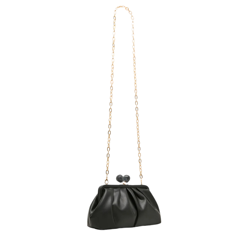 Highfashion Handbags Black Kiss Lock Clasp Chain Strap Clutch for Women - Image 3