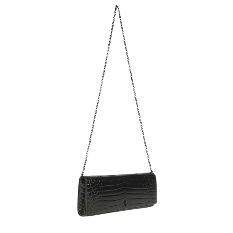 Highfashion Handbags Black Multi Croco Print Chain Strap Clutch for Women - Image 3
