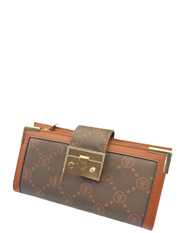 HighFashion Handbags Brown Monogram Print Clutch Wallet