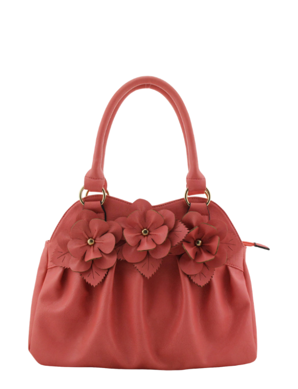 HighFashion Handbags Coral Floral Applique Shoulder Bag